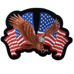 Hot Leathers PPA1587  Eagle 2 Flags 12″ x 8″ Patch