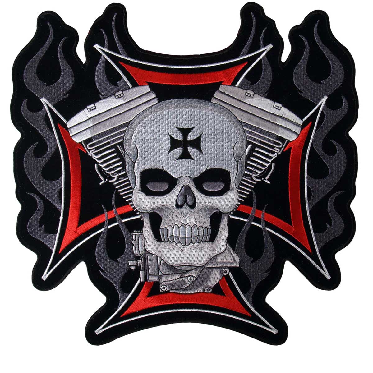 Hot Leathers Patch Cross Motor & Skull 4″ PPA1830