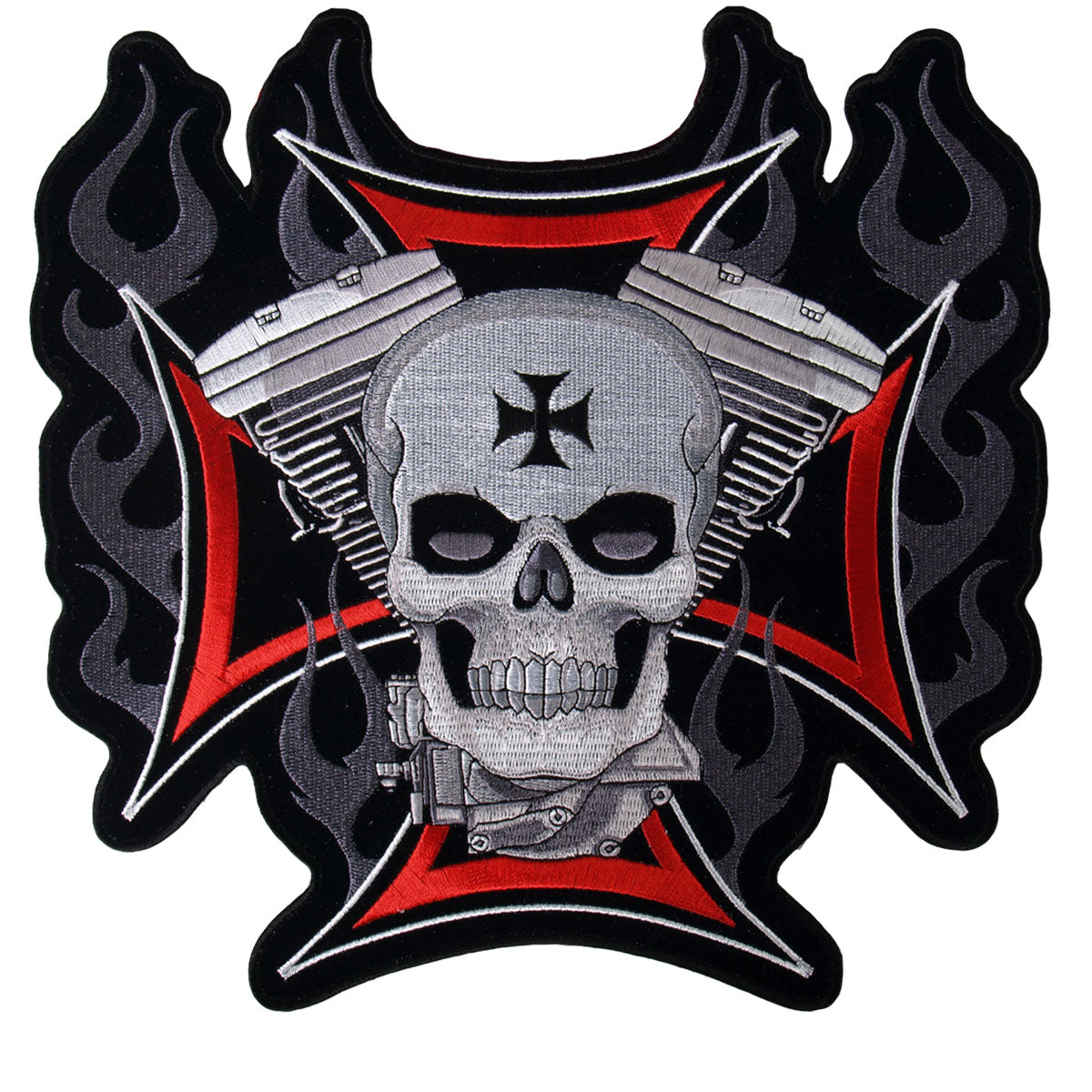 Hot Leathers PPA1837  Cross, Motor and Skull Embroidered 11″ x 11″ Patch