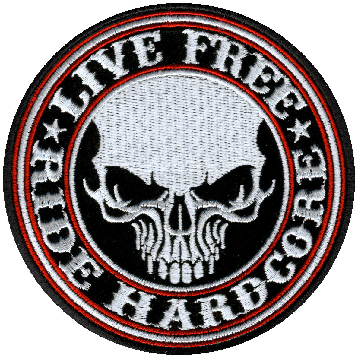 Hot Leathers PPA5370 Live Free Ride Hardcore Skull Patch 4″ x 4″