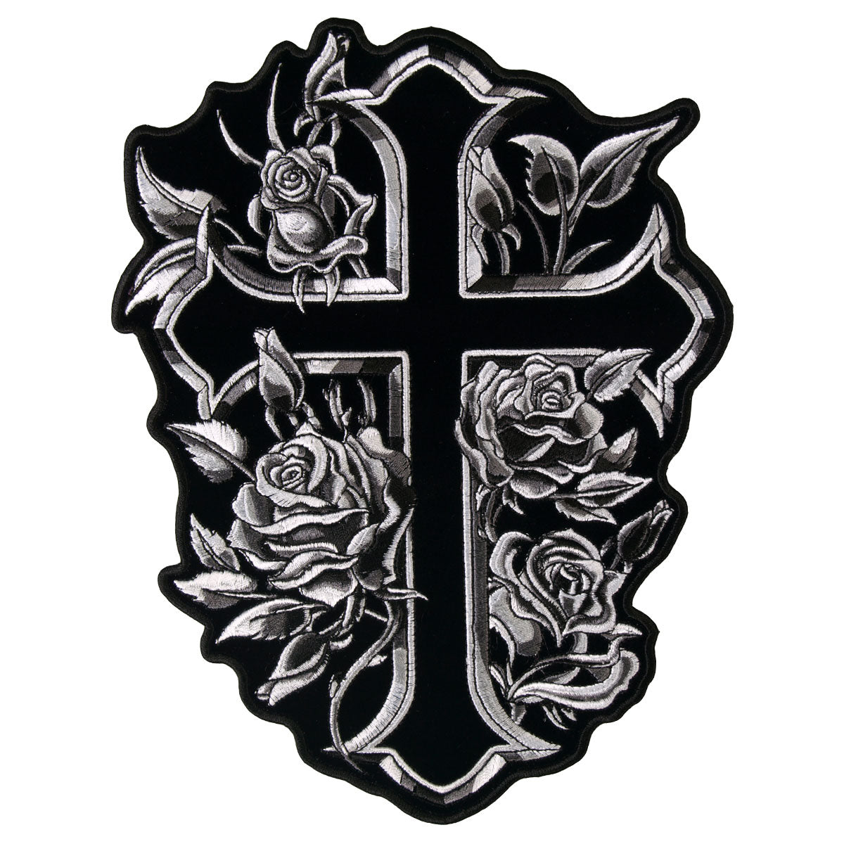 Hot Leathers PPA6667 Cross and Roses 7″ x 9″ Patch