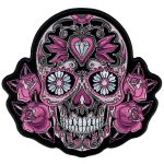 Hot Leathers PPA6967 Pink Sugar Skull and Roses 8″ x 8″ Patch