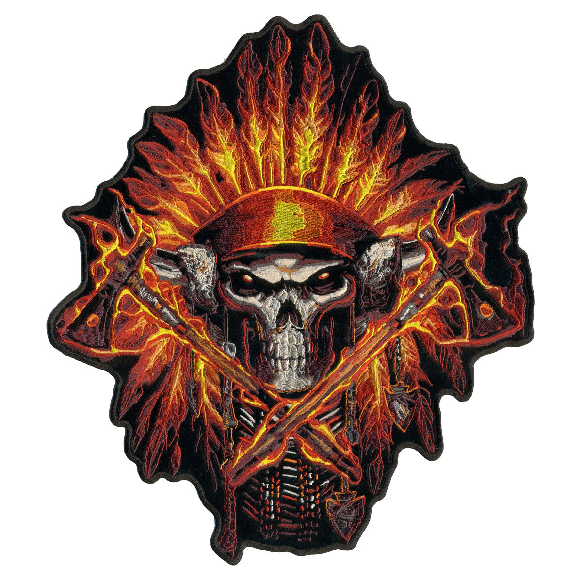 Hot Leathers PPA7149 Flame Headress Indian 11″ x 12″ Patch