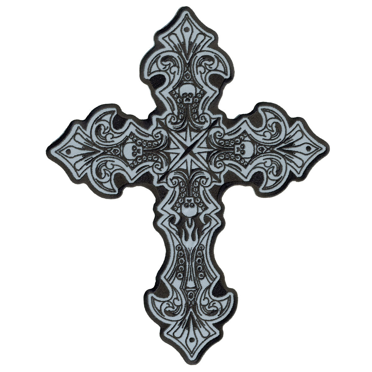 Hot Leathers PPB1217  Reflective Crucifix 9″ x 11″ Patch