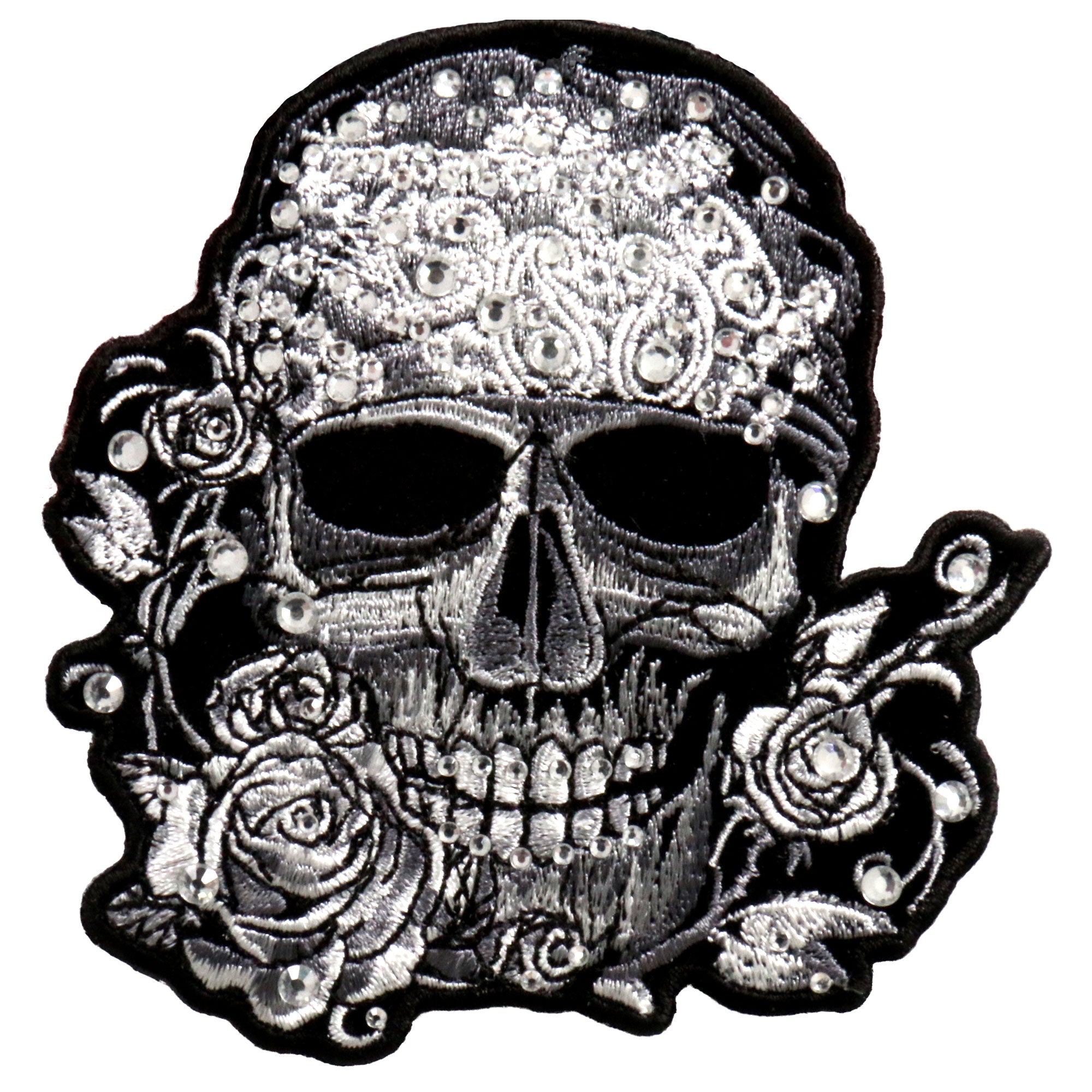 Hot Leathers PPC3215 Bandana Skull with Rhinestones 4″ x 4″ Patch