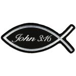 Hot Leathers PPL9297  John 3:16 Fish 5″ x 2″ Patch