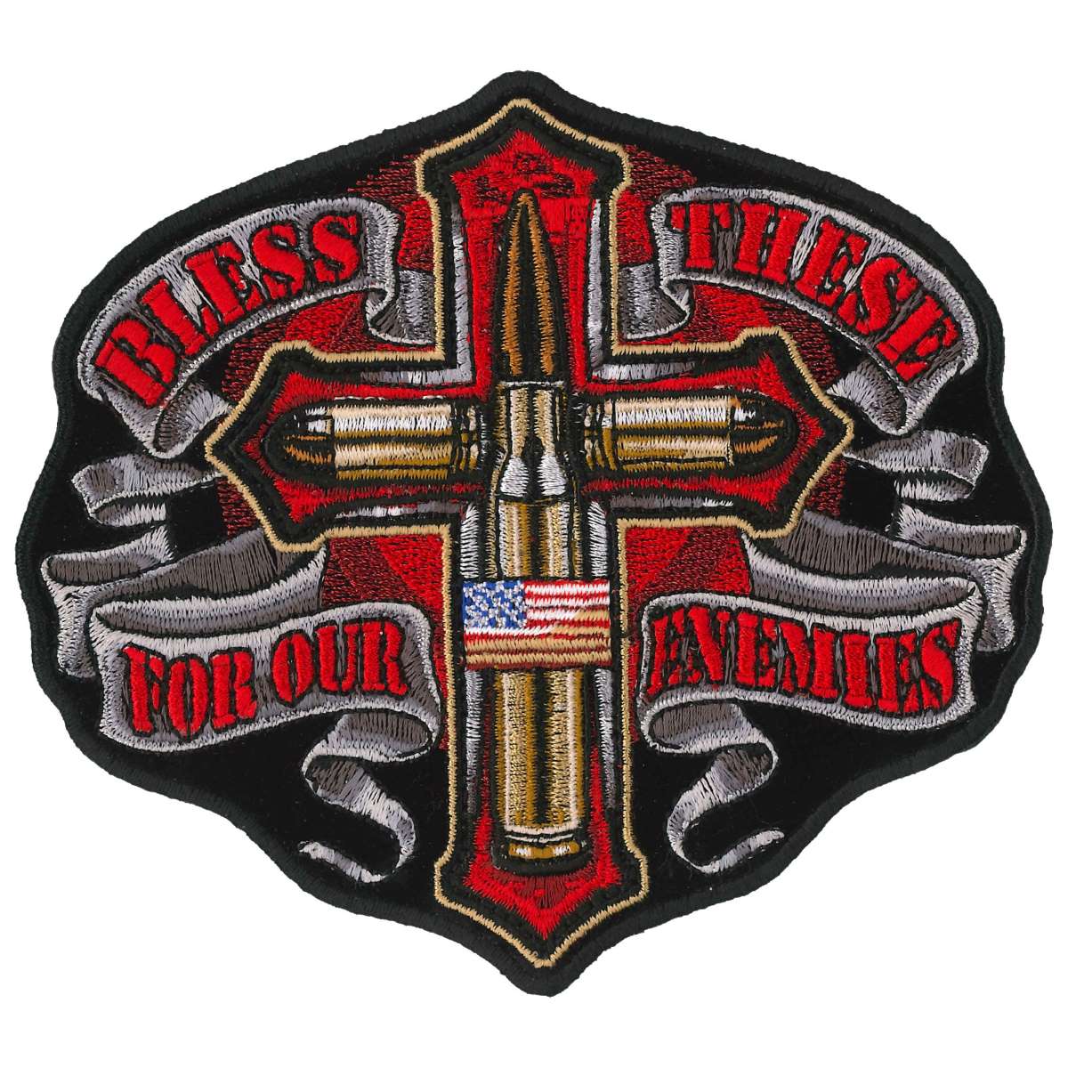Hot Leathers Bless These For Our Enemies 5″ Patch PPQ1045