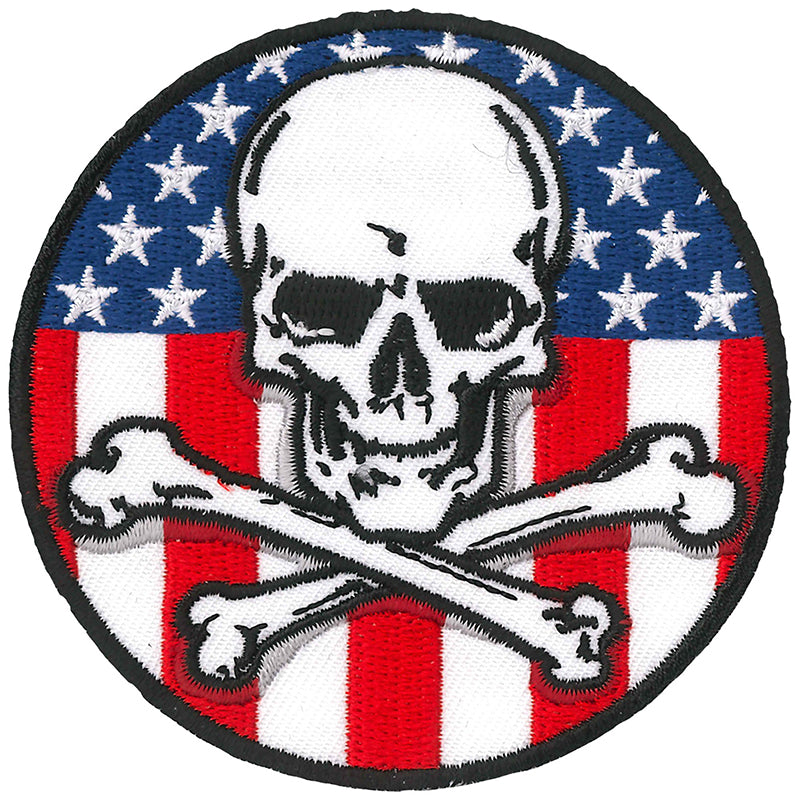 Hot Leathers PPQ1090 Flag Skull Circle 3″ Patch