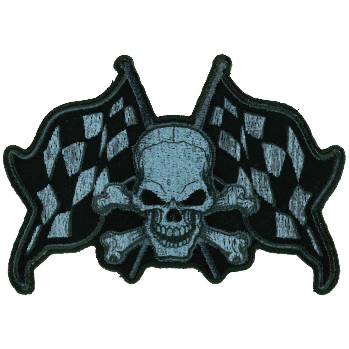 Hot Leathers Skull And Checkered Flags 4″ Patch PPQ1823
