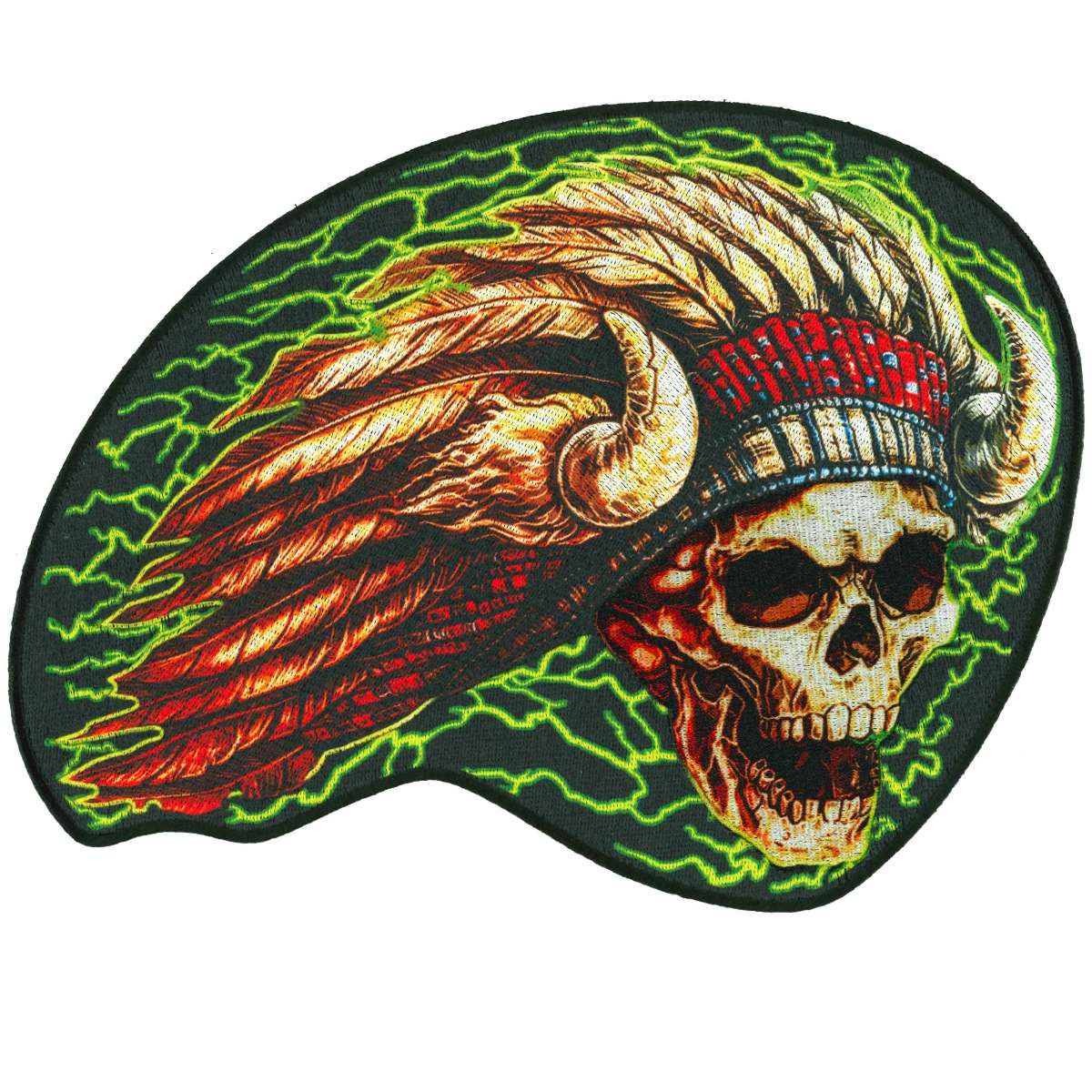 Hot Leathers Chief Skull 10″ Patch PPQ1839