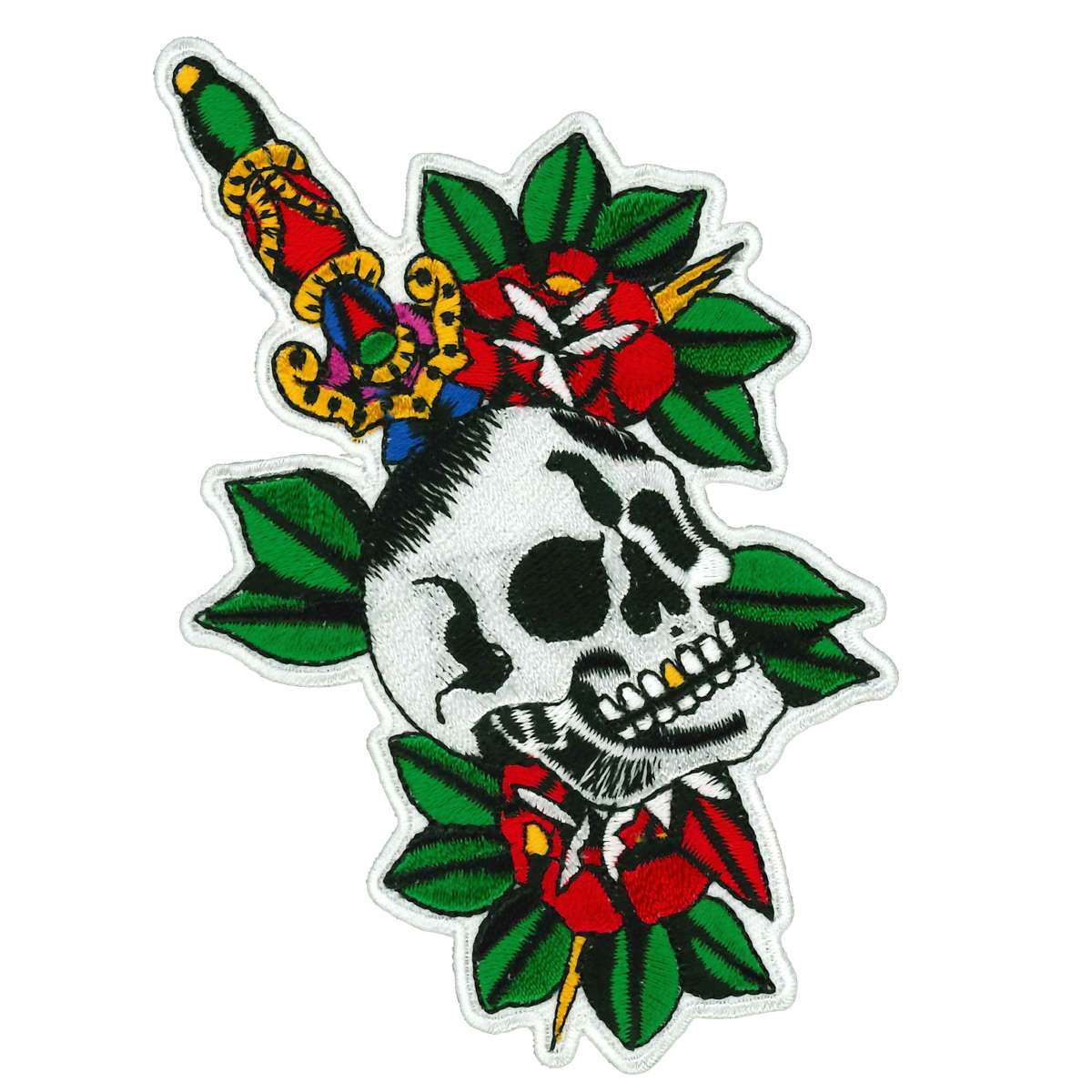 Hot Leathers Skull Dagger and Roses 3″ Patch PPQ2004