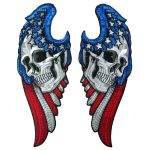 Hot Leathers Angel Wings Flag Skl 10″ 7.9 X 9.6″ Embroidered Patch PPQ2419