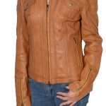Milwaukee Leather SFL2805 Women’s Cognac Quilted Mandarin Collar Fashion Casual Leather Jacket - Image 2
