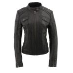 Milwaukee Leather SFL2806 Women’s Quilted Black Mandarin Scuba Collar Fashion Casual Leather Jacket - Image 4