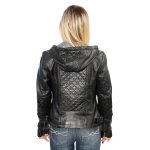 Milwaukee Leather SFL2810 Women’s Black Scuba Style Fashion Leather Jacket with Drawstring and Hoodie - Image 2