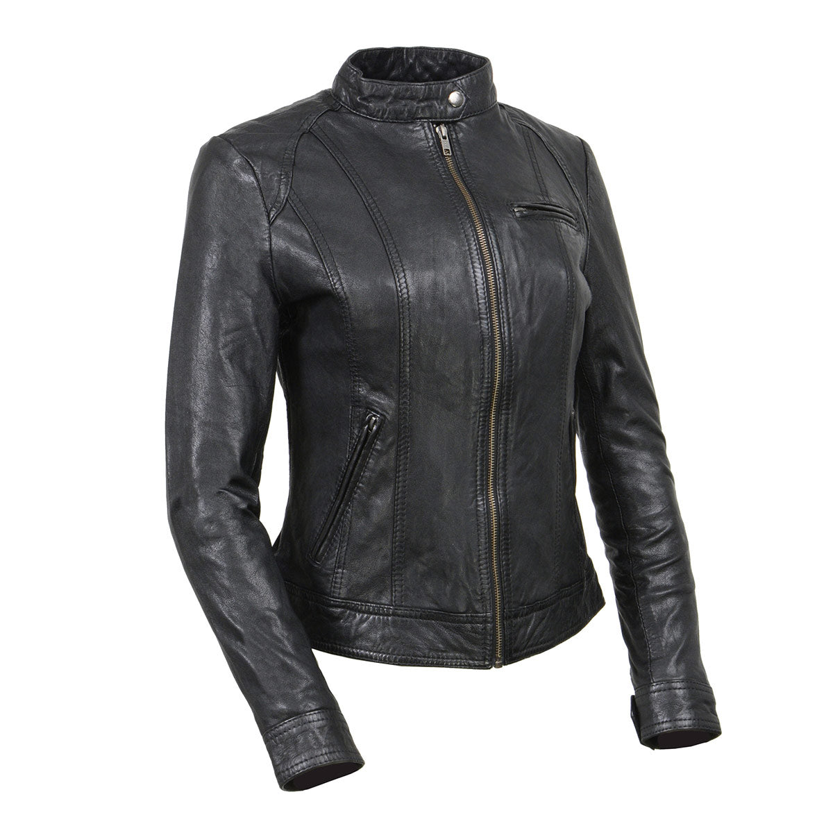 Milwaukee Leather Vintage SFL2811 Women’s Black Zipper Front Motorcycle Casual Fashion Leather Jacket