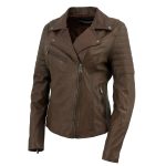 Milwaukee Leather Brown Vintage Motorcycle Inspired Vegan Tan Fashion Leather Jacket for Women SFL2812 - Image 9