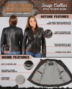Milwaukee Leather SFL2825 Women’s Snap Collar Black Lambskin Leather Jacket - Image 2