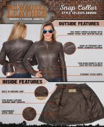 Milwaukee Leather SFL2825 Women’s Snap Collar Brown Lambskin Leather Jacket - Image 2