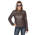 Milwaukee Leather SFL2825 Women’s Snap Collar Brown Lambskin Leather Jacket - Image 5