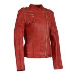 Milwaukee Leather Women’s Distressed Red Vegan Leather Motorcycle Style Fashion Jacket SFL2845 - Image 4