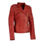 Milwaukee Leather Women’s Distressed Red Vegan Leather Motorcycle Style Fashion Jacket SFL2845