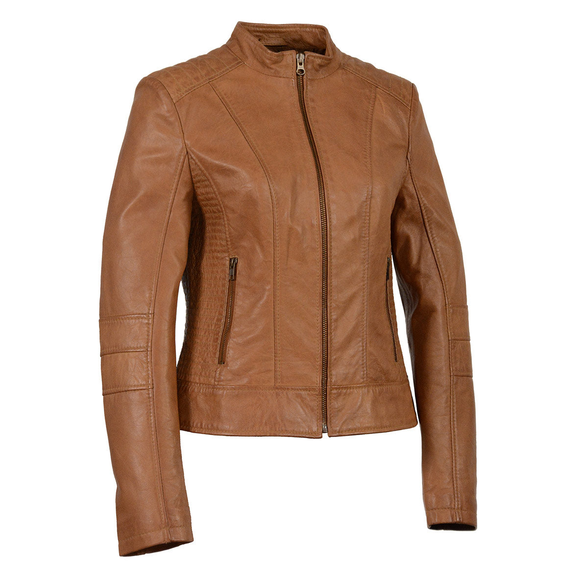 Milwaukee Leather SFL2860 Women’s Saddle Zip Front Stand Up Collar Leather Jacket