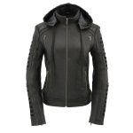 Milwaukee Leather SFL2865 Women’s Black Scuba Style Fashion Casual Leather Jacket with Hoodie - Image 9