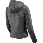 M-Boss Apparel BOS3554 Women’s Black Premium Leather Fashion Biker Style Jacket w/ Hoodie - Image 5