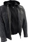 Milwaukee Leather Vintage SFM1802 Men’s Black Nubuck Leather Motorcycle Style Fashion Leather Jacket with Hoodie - Image 5