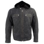 Milwaukee Leather Vintage SFM1802 Men’s Black Nubuck Leather Motorcycle Style Fashion Leather Jacket with Hoodie - Image 9