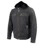 Milwaukee Leather Vintage SFM1802 Men’s Black Nubuck Leather Motorcycle Style Fashion Leather Jacket with Hoodie - Image 8