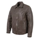Milwaukee Leather Vintage SFM1804 Men’s Classic Brown Zipper Front Jacket with Shirt Collar - Image 6