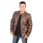 Milwaukee Leather SFM1805 Men’s Brown Side Stitch Cafe Racer Lambskin Leather Jacket - Image 4