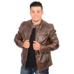 Milwaukee Leather SFM1805 Men’s Brown Side Stitch Cafe Racer Lambskin Leather Jacket - Image 6