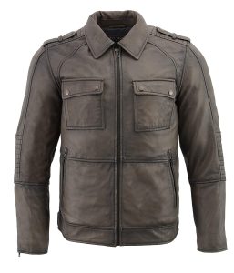Milwaukee Leather SFM1810 Men’s Anthracite Patch Pocket Lambskin Leather Jacket - Image 4