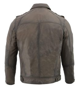 Milwaukee Leather SFM1810 Men’s Anthracite Patch Pocket Lambskin Leather Jacket - Image 2