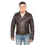 Milwaukee Leather SFM1825 Men’s ‘Studded’ Brown Leather Motorcycle Style Jacket