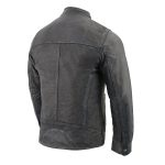 Milwaukee Leather SFM1830 Men’s ‘Cafe Racer’ Triple Stitch Black and Grey Leather Jacket - Image 5