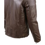 Milwaukee Leather SFM1835 Men’s Brown ‘Cafe Racer’ Leather Jacket with Snap Button Collar - Image 5