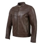 Milwaukee Leather SFM1835 Men’s Brown ‘Cafe Racer’ Leather Jacket with Snap Button Collar - Image 6