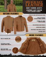 Milwaukee Leather SFM1835 Men’s Saddle ‘Cafe Racer’ Leather Jacket with Snap Button Collar - Image 2