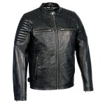 Milwaukee Leather SFM1840 Men’s ‘Quilted’ Black Leather Fashion Jacket with Snap Button Collar