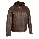 Milwaukee Leather SFM1845 Men’s Brown Fashion Casual Leather Jacket with Removable Hoodie