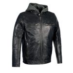 Milwaukee Leather SFM1850 Men’s Black Snap Collar Motorcycle Style Fashion Casual Leather Jacket with Removable Hoodie - Image 4