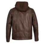 Milwaukee Leather SFM1850 Men’s Broken Brown Snap Collar Motorcycle Style Fashion Casual Leather Jacket with Removable Hoodie - Image 2