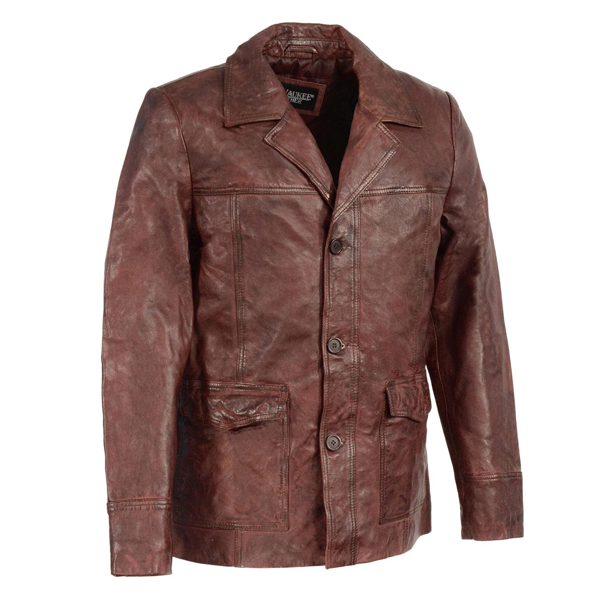 Milwaukee Leather SFM1870 Men’s Classic Red Leather Button Closure Car Coat Blazer Jacket