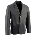 Milwaukee Leather SFM1880 Men’s Black 2-Button Closure Car Coat Blazer Leather Jacket