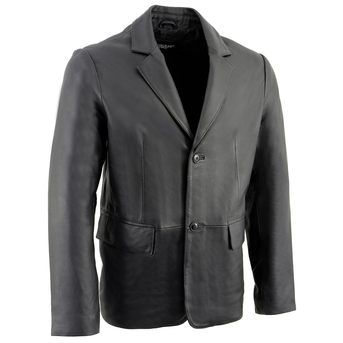 Milwaukee Leather SFM1880 Men’s Black 2-Button Closure Car Coat Blazer Leather Jacket