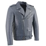 Milwaukee Leather SFM1890 Men’s Blue Leather Classic Moto Leather Jacket